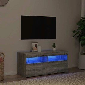 vidaXL TV skrinka s LED svetlami sivý dub sonoma 90x35x40 cm