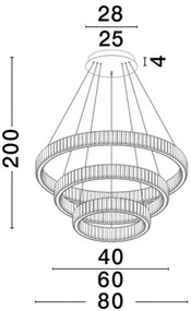 Krištáľový luster Aurelia 92W 80 zlaté