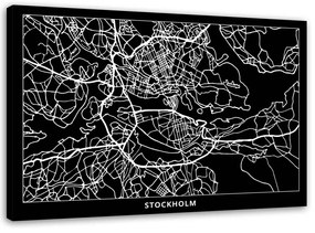 Obraz na plátně Mapa města Stockholm - 120x80 cm