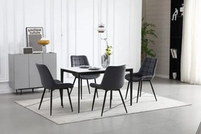 Set štyroch jedálenských stoličiek BERA zamatové tmavosivé / čierne nohy (4 ks)