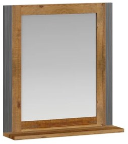 furniture-nabytek.cz - Masívne kúpeľňové zrkadlo Detroit z recyklovanej borovice a kovu, lakované, hnedé – 60×15×65 cm