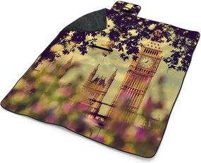 Sablio Plážová deka Londýn Big Ben Flowers: 200x140 cm