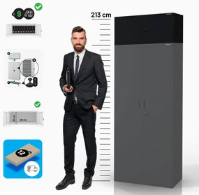 Nadstavec na šatníkovú skriňu EWA Compact 800 x 380 x 400 mm, čierny