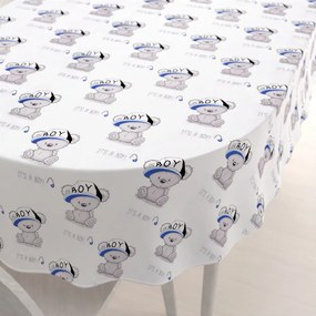 Biante Detský bavlnený oválny obrus Sandra SA-206 Medvedík pre chlapcov 120x200 cm