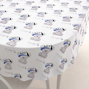 Biante Detský bavlnený oválny obrus Sandra SA-206 Medvedík pre chlapcov 120x200 cm