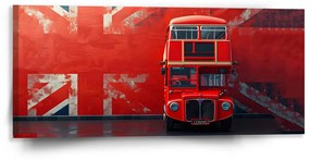 Sablio Obraz Červený poschodový autobus Vlajka - 110x50 cm