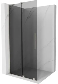 Mexen Velar L, posuvná sprchová zástena Walk-in 90 x 200 cm, 8mm šedé sklo, brúsená oceľ, 871-090-003-43-97