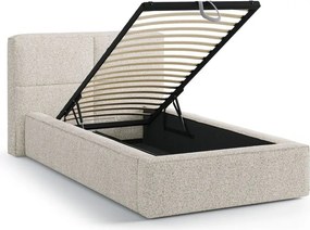 Béžová čalúnená jednolôžková posteľ s úložným priestorom s roštom 90x200 cm Darren – Micadoni