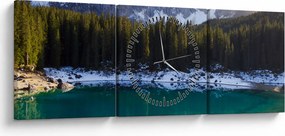 Obraz - Jazero Karersee (s hodinami) (90x30 cm)
