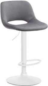 Barová stolička Camden - zamat, biely rám Tmavo sivá