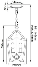 Feiss FE-YARMOUTH-3P - Luster na reťazi YARMOUTH 3xE14/60W/230V