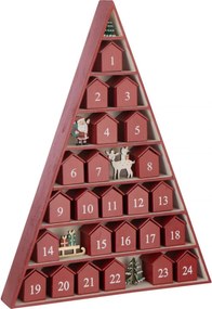 Adventní kalendář strom a domeček červený z překližky – 32*5,5*45 cm