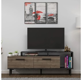 TV stolík/skrinka Kiniva (orech + čierna + mramor) . Vlastná spoľahlivá doprava až k Vám domov. 1095265