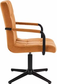 LuxuryForm DESIGN Otočná stolička VERONA BLACK VELUR na čiernom kríži - medová