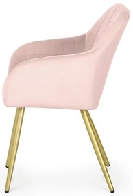 Sada dvoch jedálenských stoličiek LUXANO zamatové, ružové / zlaté nohy (2 ks)
