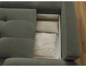 Khaki ženilková rozkladacia/s úložným priestorom rohová pohovka (ľavý roh/s leňoškou) Roxelane – Bobochic Paris