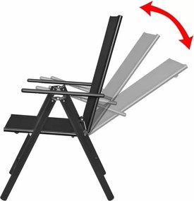 TRENDIE Záhradné stoličky s polohovateľným operadlom sada 2ks čierne