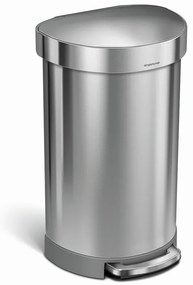 Pologuľatý pedálový kôš 45 l, matná oceľ, nerez