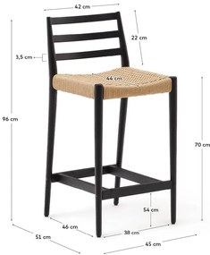 Čierna/v prírodnej farbe barová stolička z dubového dreva (výška sedadla 70 cm) Analy – Kave Home