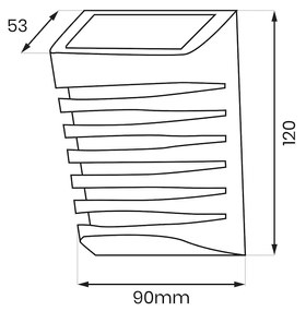 Ecolamp Exteriérové solárne nástenné LED svietidlo Strip, 1x LED 0,12w, čierna