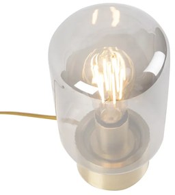 Dizajnová stolová lampa mosadz so sklom s dymovým efektom - Bliss Cute