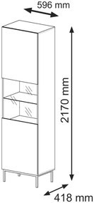 Vitrína 1DS Rowanna (dub artisan + čierna + zlatá). Akcia -20%. Vlastná spoľahlivá doprava až k Vám domov. 1124994