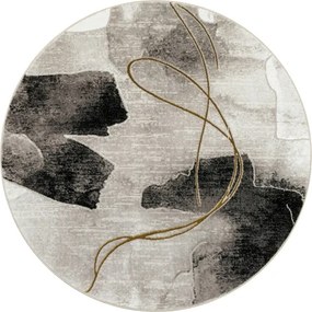 Koberec Kashmir KR288S čierny / biely kruh