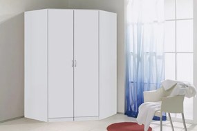Rohová šatníková skriňa Case, biela