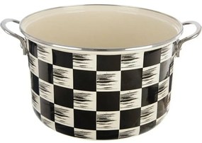 Hrniec smalt ŠACHOVNICA Lem 6,5 l , pr. 26 cm