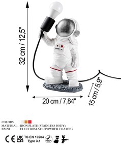 Stolní lampa Astronaut stříbrná/bílá