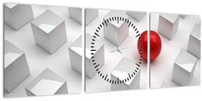Obraz abstrakcie - kocky s guľou (s hodinami) (90x30 cm)