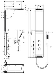 Hansgrohe Raindance, sprchový panel Lift 180 2jet na stenu, biela/chrómová, HAN-27008400