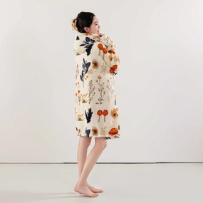 Baránková mikinová deka s rukávmi a kapucňou PAPAVA, krémová