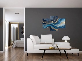 Obraz - Modrozlatý abstraktný mramor (90x60 cm)