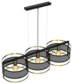 Luster na lanku RIM 3xE27/60W/230V čierna/zlatá