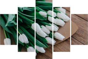 Obraz kytice bielych tulipánov (150x105 cm)