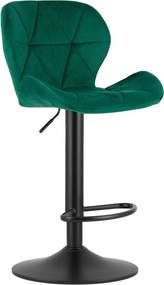 AKCIA Barová stolička s čiernou nohou WEST VELVET, zelená II. akosť