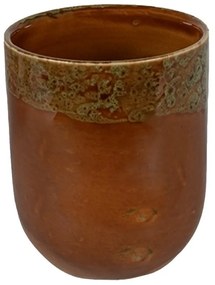 Hnedozelený keramický kalíšok na čaj - ∅ 7*8 cm / 0,15L