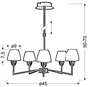 Luster na tyči TOGO 5xG9/40W/230V matný chróm/biela
