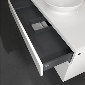 VILLEROY &amp; BOCH Legato závesná skrinka pod umývadlo na dosku (umývadlo v strede), 2 zásuvky, 1000 x 500 x 550 mm, Glossy White, B57200DH