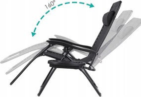 Set 2 polohovateľných záhradných lehátok so stolíkom - hnedý