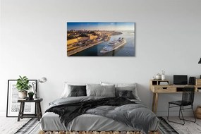 Obraz plexi Loď sea city sky 125x50 cm