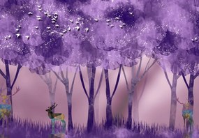 Fototapeta - Jelene v magickom lese (147x102 cm)