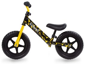 Detský balančný bicykel Kidwell REBEL 12", žlto-čierny, ľahký 2,64 kg