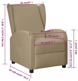 vidaXL Sklápacie kreslo wingback kapučínové umelá koža-
