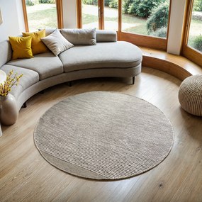 My Flair, Kusový koberec Suzan Creme kruh, 200x200 (priemer) kruh, šedá, chodba / predsieň