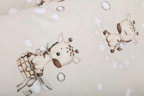 Detské bavlnené obliečky do postieľky 120x90 cm BABYMAM PREMIUM - Žirafa - béžové