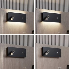 Lucande Kimo nástenné LED hranaté čierna USB-Slot