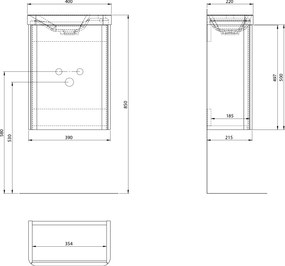 Sapho Sapho, ZORBA umývadlová skrinka 39x50x21,5cm, carina/šedá, LT113-4141