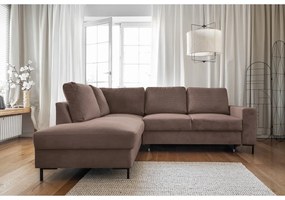 Hnedá menčestrová rozkladacia rohová pohovka (ľavý roh) Lofty Lilly – Miuform